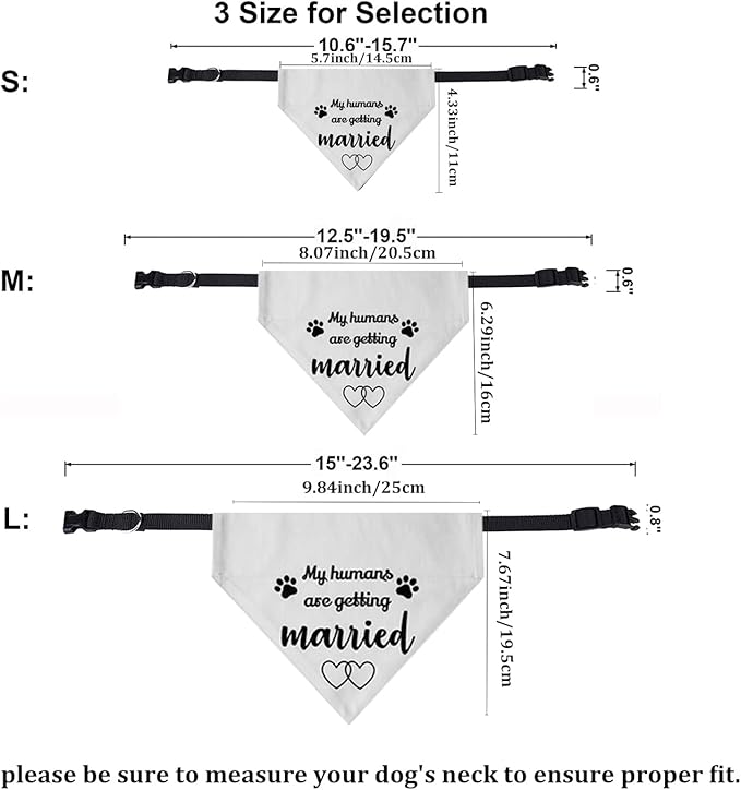 My Humans are Getting Married Dog Wedding Bandana Collar, Adjustable Engagement Pet Bandana with Quick Release Buckle & D-Ring for Dogs & Cats