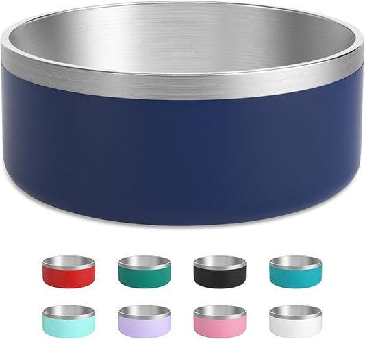 Stainless Steel Dog Bowl, Metal Water and Food Dish for Large Dogs, Insulated Non-Slip Pet Bowl, Easy Clean, 40oz, Blue