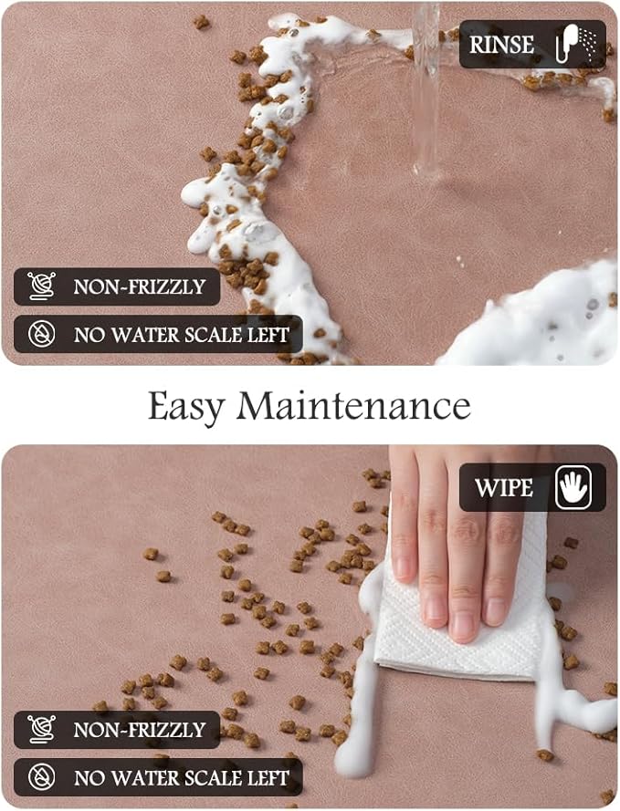 Pet Feeding Mat-Absorbent Dog Mat for Food and Water Bowl-No Stains Quick Dry Water Dispenser Mat-Dog Accessories Pet Supplies-Bowl for Messy Drinkers（Dusty Pink,16"x24"