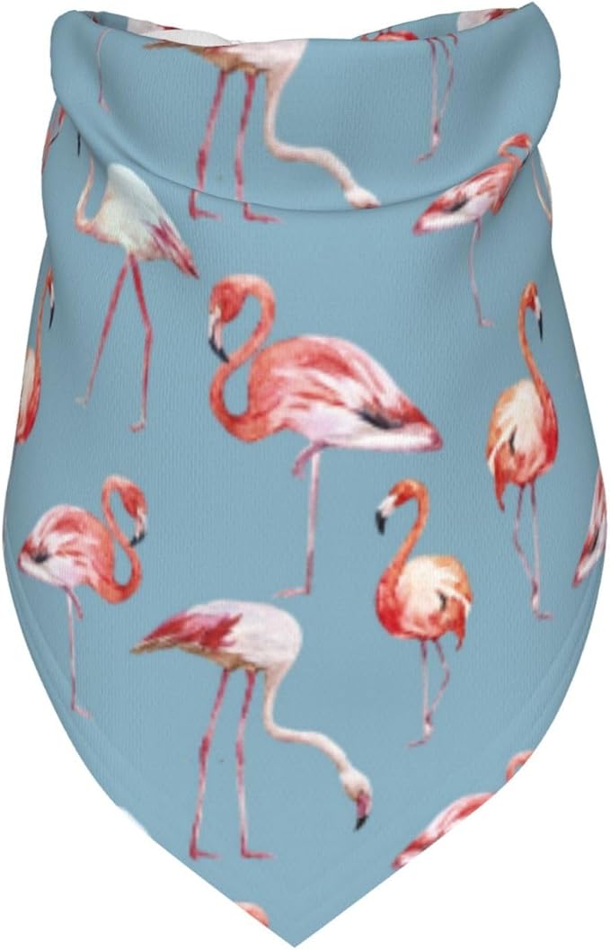 Flamingos Tropical Blue Dog Bandana Scarf Triangle Bibs Pet Accessories Cat Kerchief
