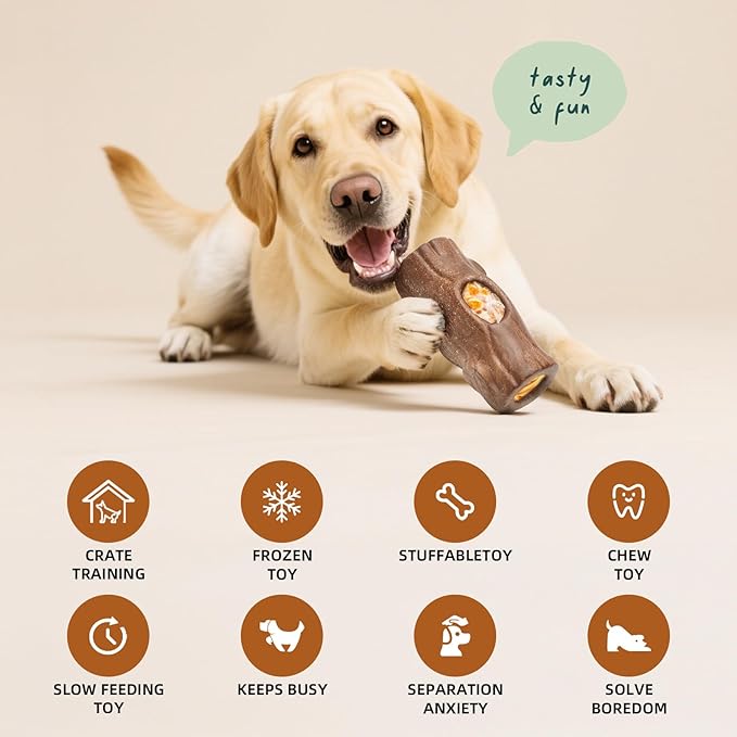 2 Pack Dog Toys for Aggressive Chewers, Interactive Indestructible Dog Toys to Keep Them Busy, Durable Dog Frozen Treat Toy for Large & Medium Dogs, Reduces Anxiety & Extends Playtime, Brown
