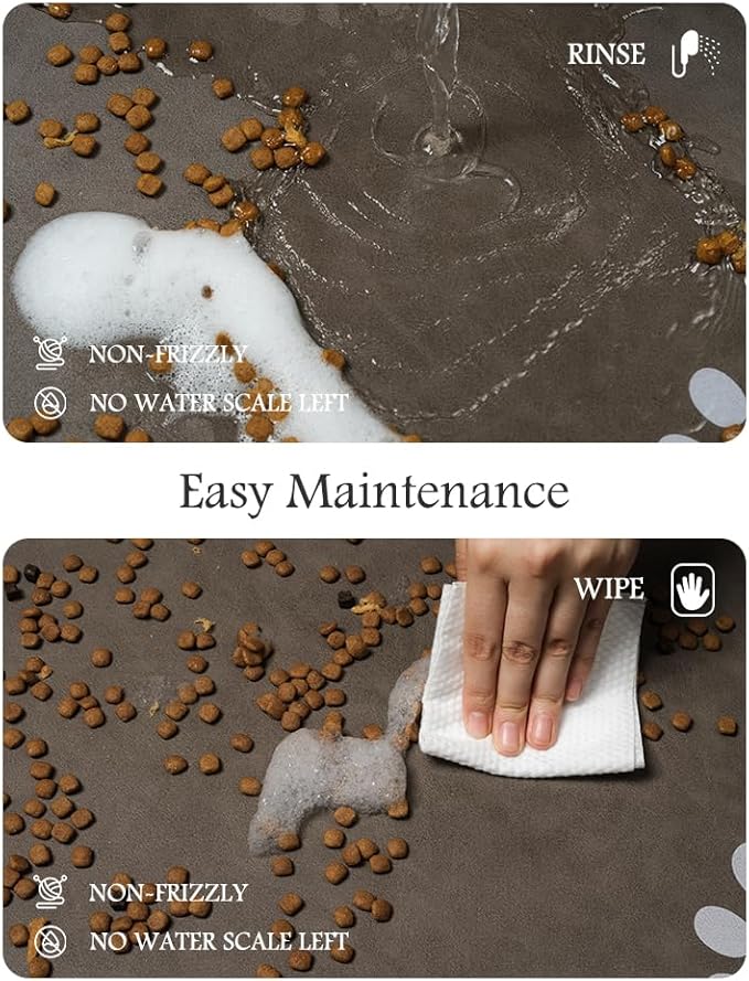 Pet Feeding Mat-Absorbent Dog Mat for Food and Water Bowl-No Stains Quick Dry Water Dispenser Mat-Dog Accessories Pet Supplies-Bowl for Messy Drinkers（Brown,17"x34"