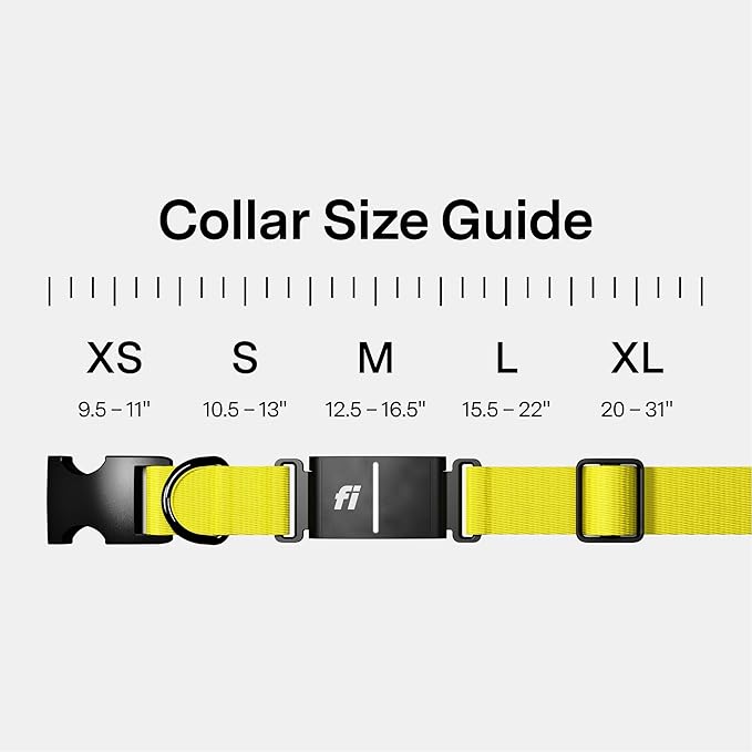 New Fi Series 3+ Smart Dog Collar - GPS Dog Tracker and Activity & New Fitness Monitor, Waterproof, LED Light, Escape Alerts, Nationwide Coverage [Free 6 Month Membership] (Yellow, Small)