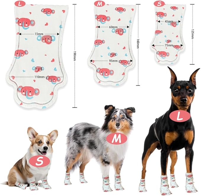 Disposable Dog Booties for Dogs & Cats,32Pcs Pet Booties Waterproof and Breathable with Adjustable Bandage,Paw Socks Protector for Small Medium Large Dogs(Large,Paw Width:2.57~3.15inches)