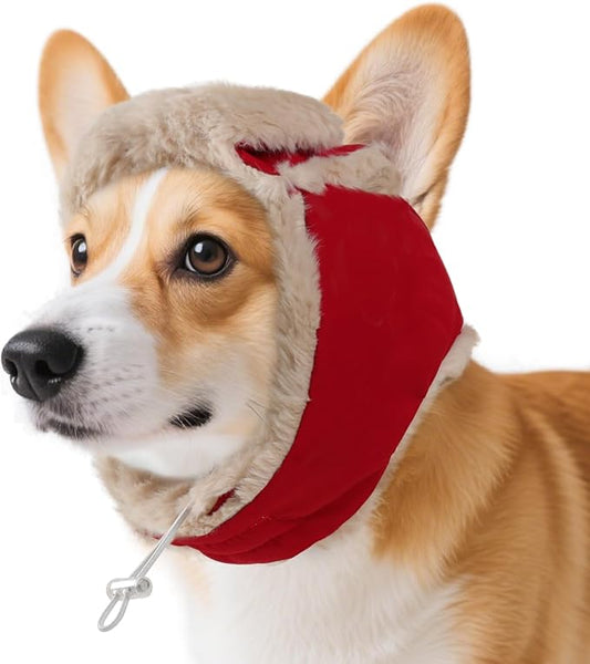 Small Dog Hats with Ear Holes & Adjustable Chinstrap, Winter Pilot Hats, Pet Warm Hat Beanies Christmas for Cold Weather, Soft Faux Rabbit Fur, Doggie Winter Hat Noise Protection