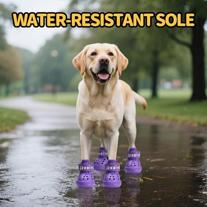 JZXOIVA Dog Shoes for Hot Pavement, Dog Booties for Small Dogs, Breathable Dog Boots & Paw Protectors, Adjustable Non-Slip Rain Booties, Waterproof Pets Sandals for Beach Purple Size 2