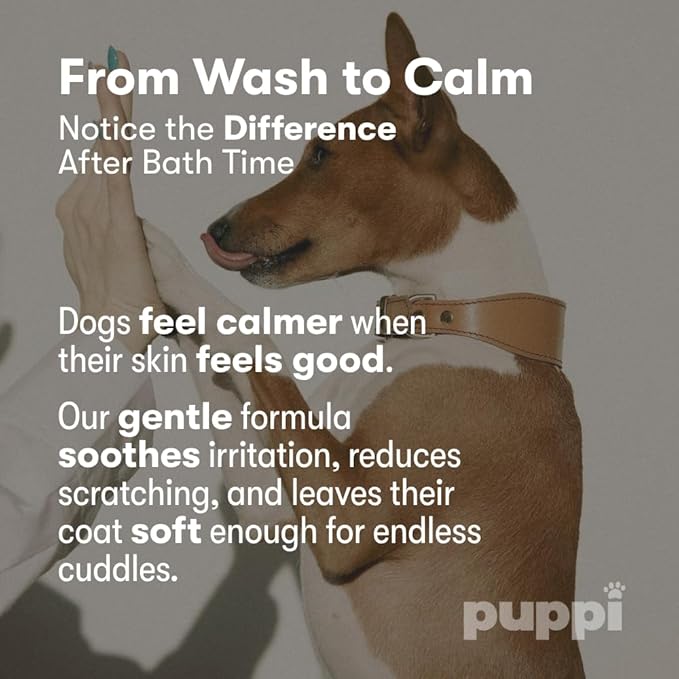 PUPPI Gentle Dog Shampoo (Amberis) | 15.5 fl oz. / 460 ml | Sulfate-Free Dog Wash | Enriched with Aloe Vera and Cucumber Extract | Hypoallergenic Dog Shampoo Sensitive Skin