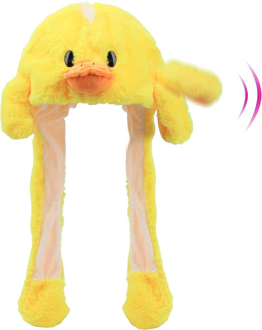 Animal Hat with Ears Moving Jumping Pop Up Beating Hat Plush Holiday Cosplay Dress Up Funny Gift for Kids