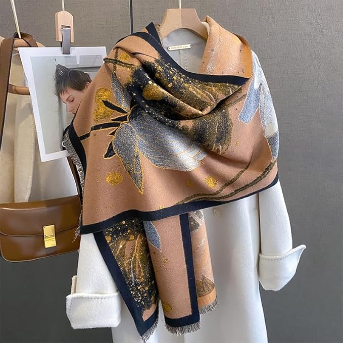 Jeelow Womens Pashmina Shawl Wrap Scarf - Elegant Dressy Evening Poncho Cape for Formal and Wedding Outfits