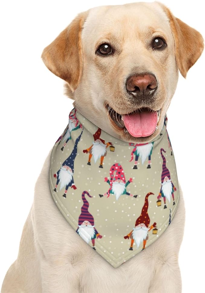 Cute Funny Christmas Gnome Gnomes Casual Funny Funky Dog Bandana Scarf Triangle Bibs Pet Accessories Cat Kerchief