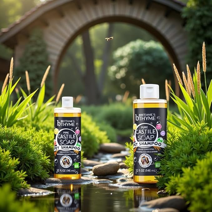 Brittanie's Pure Castile Pet Wash - 32oz 2 Pack | Gentle Shampoo + Conditioner for Dogs, Cats, Horses | Improves Coat | for Allergies and Itching | Deodorizes, Moisturizes & PH Balanced