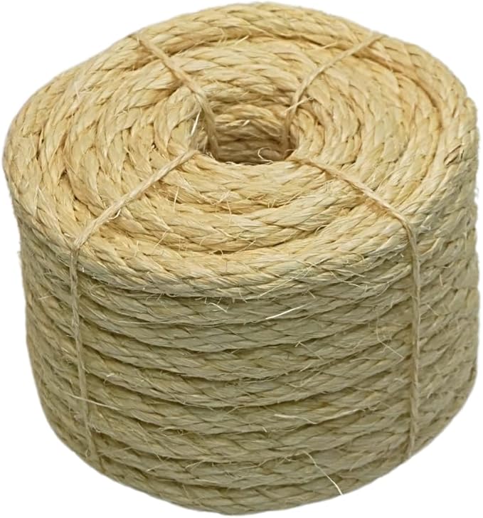 Premium Brazilian Sisal Rope, Natural Fiber 100% Sisal, Ultra Durable, Chemical-Free, Ideal for DIY, Cats, Scratching Post Replacement, Home Decor, Garden, Crafting (1/2” 50 ft / 12mm 15m)
