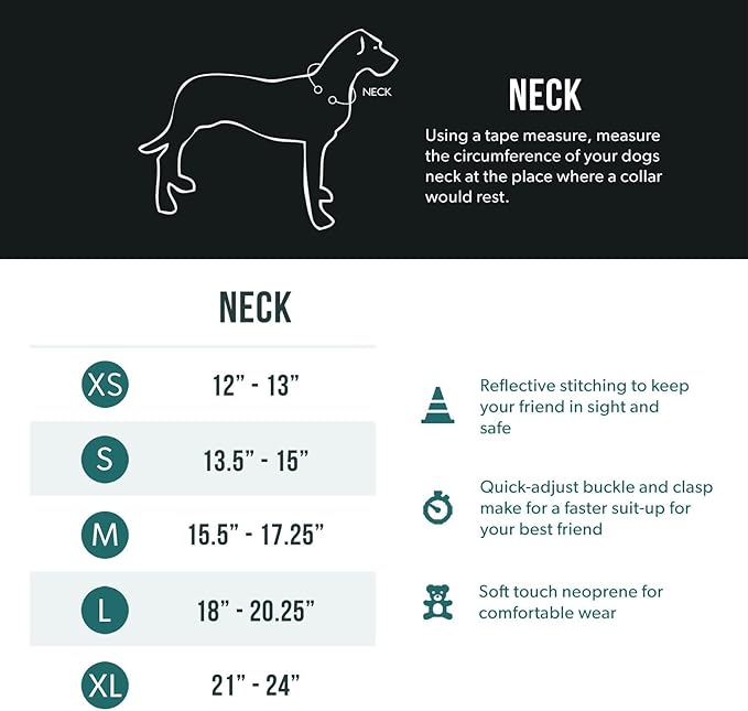 EzyDog Neo Dog Collar - Waterproof & Reflective Dog Collar with Soft Padded Neoprene for Comfort & Durable Nylon – Features Quick Release Buckle and Built-in ID Clip (Small, Black)