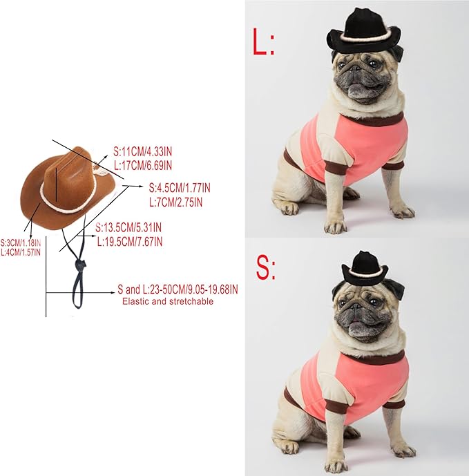 Dog Cowboy Hat Cat Cowboy Hat Pet Cowboy Costume Mini Cowboy Hat for Dogs Cat Holiday Halloween Pet Party Decoration (Brown-style3, Small)