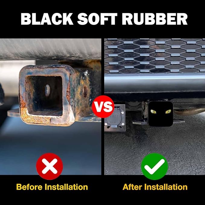 Hitch Receiver Cover Cat Eye, Golden Evil Animal Cat Tiger Eyes 2" Compatible with Trailer Hitch Tube Cover Plug Cap, Rubber Trailer Hitch Cover Towing Hitch Cover