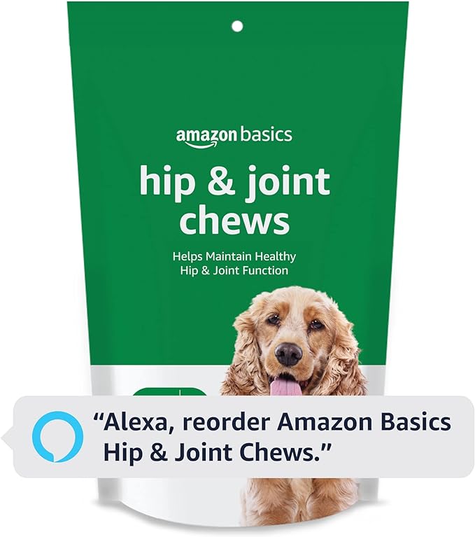 Amazon Basics Dog Hip & Joint Daily Supplement Chews with Glucosamine, MSM, and Vitamin C, Duck Flavored, 120 Count (Previously Solimo)