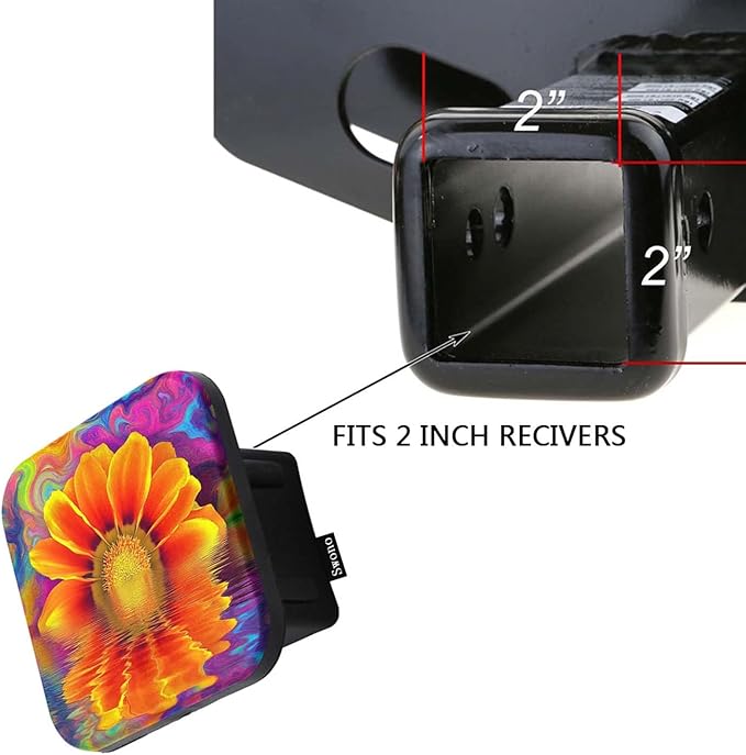 Swono Sunflower Tow Hitch Covers Bright Reflection Wave Colorful Sunflowers Sturdy Rubber Hitch Cover 2 Inch Trailer Hitch Cover Plug Cap Insert for Most Trucks SUV RV and Cars