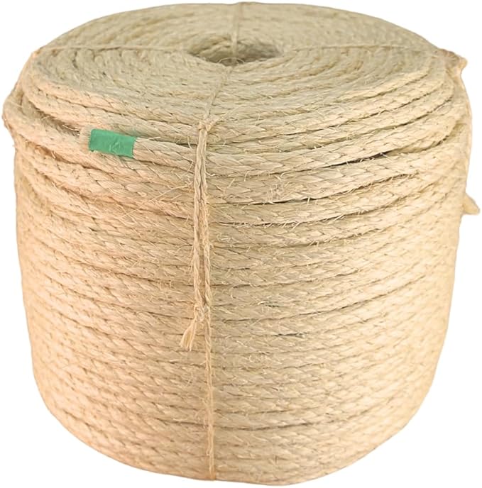 Premium Brazilian Sisal Rope, Natural Fiber 100% Sisal, Ultra Durable, Chemical-Free, Ideal for DIY, Cats, Scratching Post Replacement, Home Decor, Garden, Crafting (1/2” 600 ft / 12mm 180m)