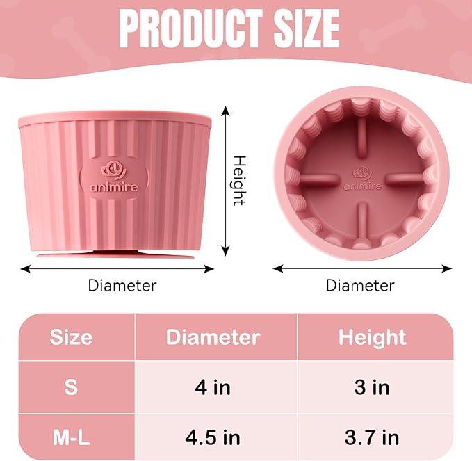 Dog Lick Bowl, Anxiety Relief Dog Licking Mat Freezer Treat Dispenser, Non-Slip Anti-Choking Silicone Slow Feeder Lick Bowl for Small Medium & Large Breed Dogs, BPA Free(Pink,M-L)