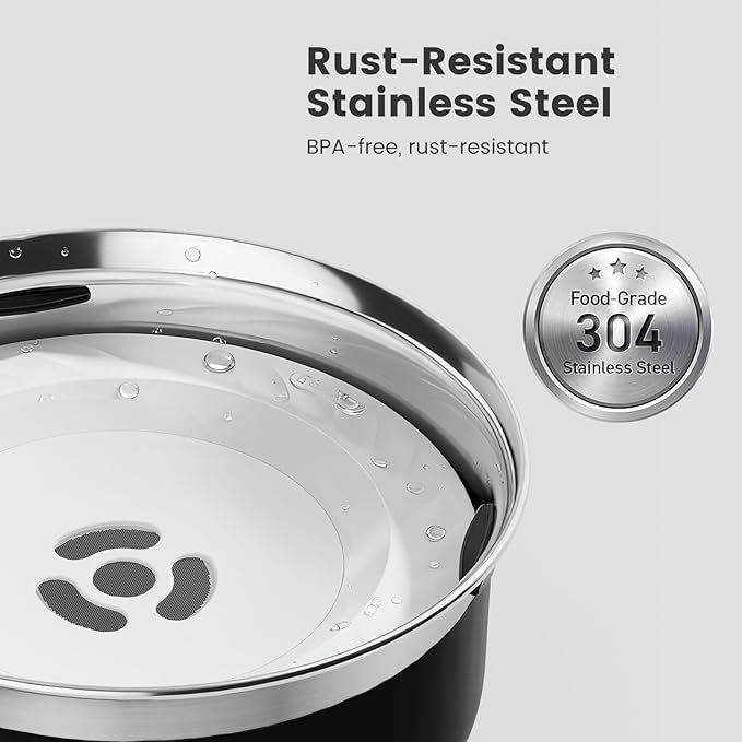 Gardner Pet Slow Water Bowl for Dogs, 2L/68oz Spill-Proof Pet Water Bowl with Floating Disk & Filter Screen, Stainless Steel No-Spill Water Dispenser for Small & Medium Pets