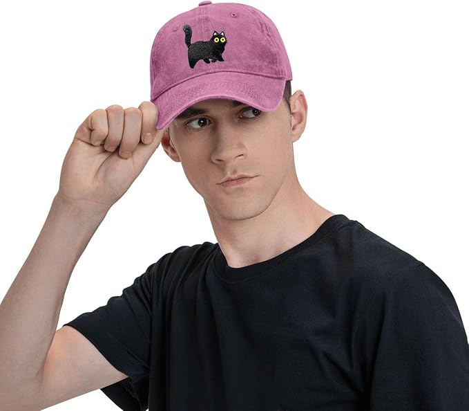 Black Cat Hat,Ragdoll Cat Embroidered Adjustable Cotton Baseball Cap for Men Women,Gifts for Cat Lovers