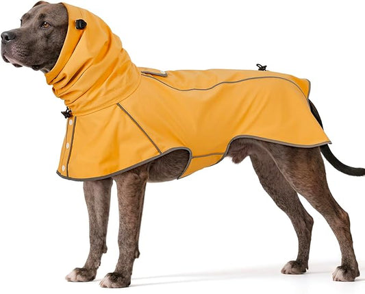 Reflective Dog Raincoat, Windproof & Waterproof Dog Rain Jacket, Adjustable Hooded Pet Poncho with Leash Hole for Small, Medium, Large Dogs(S-2XL) (Yellow, X-Large)