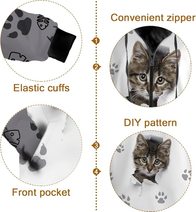 Cat Jacket for Men Women Paw Coat Hoodied Sweatshirts Zip Up Hoodies