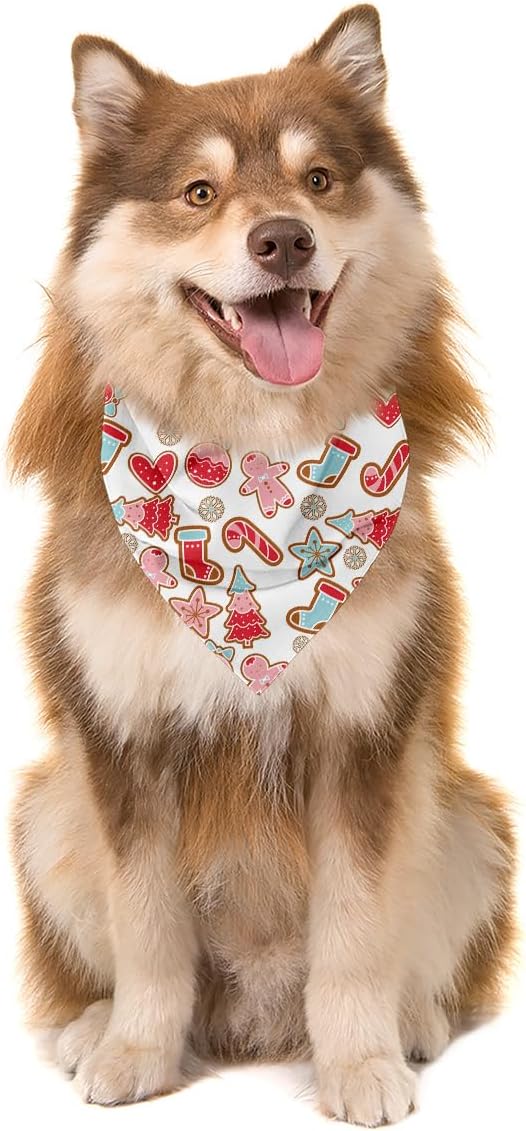 Christmas Dog Bandanas, Dog Bandanas, Color Christmas Elements Decor Dogs Bandana, Xmas Bandana for Small Medium Dogs, Pet Triangle Scarf
