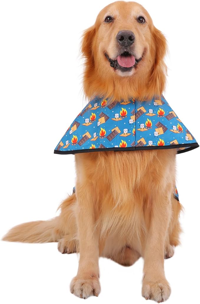 HDE Dog Raincoat Jacket Reflective Adjustable Hooded Pet Poncho Rain Coat with Leash Hole for Small to X-Large Dogs Happy Camper - L