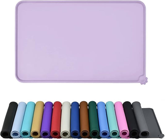 Waterproof Pet Feeding Mat with High Raised Edges, Heavier and Thicker Placemats for Cat Dog Water Bowl with BPA Free, Dogs Cats Food Mats for Messy Drinkers to Prevent Spill and Protect Floors