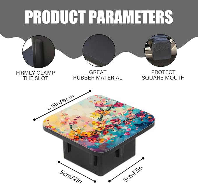 Hitch Cover Fits for 2-Inch Hitch,Blooming Plum Blossom Tree Branch with Colorful Petals Rubber Trailer Hitch Cover Tube Plug Insert,Car Exterior Accessories, Receiver Tube Hitch Plug