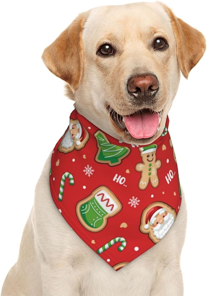 Christmas Gingerbread Man Santa Claus Tree Candy Cane Cute Dog Bandana Scarf Triangle Bibs Pet Accessories Cat Kerchief White40 One Size