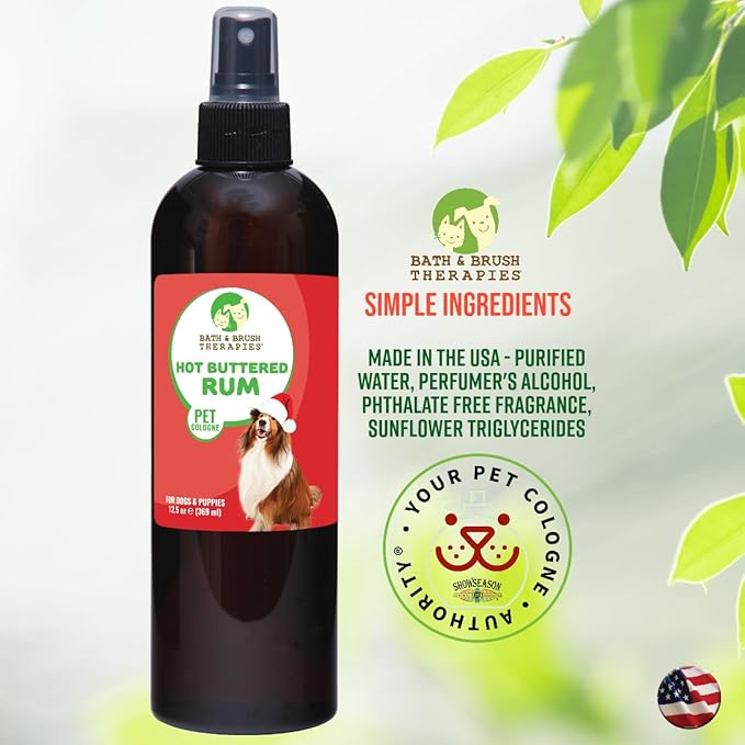 Showseason Animal Products Bath & Brush Therapies® Hot Buttered Rum Pet Cologne For Dogs 12.5 oz | Long-Lasting Odor Eliminator | Paraben-Free | Biodegradable & Non-Toxic | Made in USA