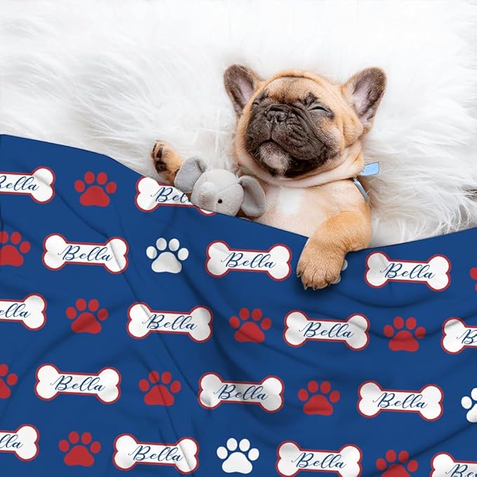 Personalized Pet Blanket,Custom Pet Blanket with Name Photo,Puppy Blanket Gift for Dogs Cats Lovers Mom Dad,Soft Cozy Fleece Throw for Bed Sofa Travel Extra Large 120"x90" for Family
