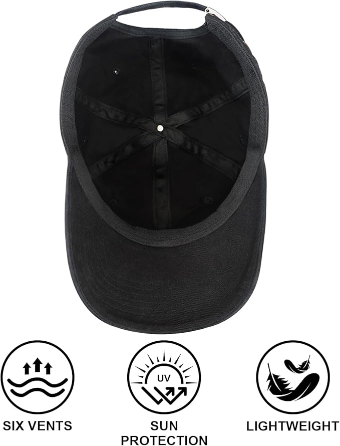 Cat Dad Gifts, Cat Dad Embroidered Letters Adjustable Baseball Cap Black