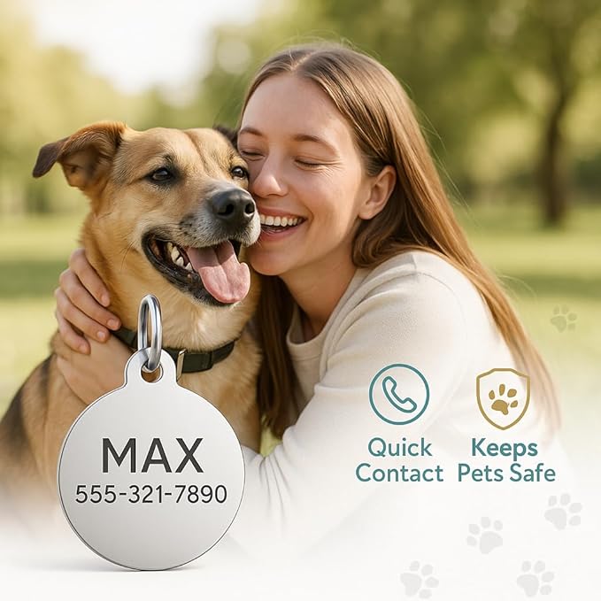 Dr. Fremont's Stainless Steel Custom Pet ID Personalized Engraved Identification Cat and Dog Tags with Custom Text, Many Shapes Including Bone, Heart, Circle (Rose Gold Stainless Steel, Small Diamond)