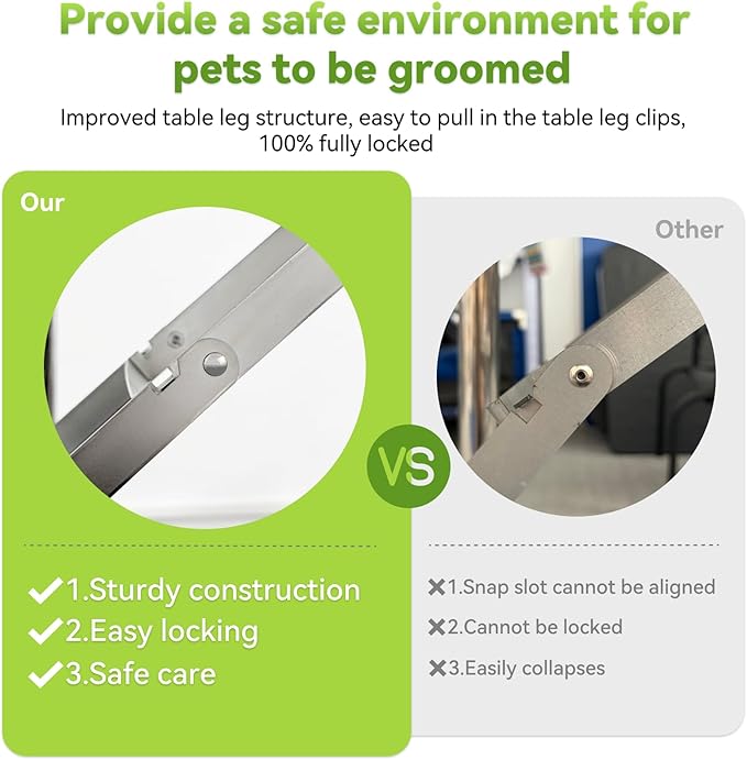 46" Large Dog Grooming Table, Non-Slip Tabletop with Adjustable Armrests, Lasso, Tool Organizer, Grid Tray, Foldable Home Pet Station, Maximum Weight Capacity 330 Ibs,Black