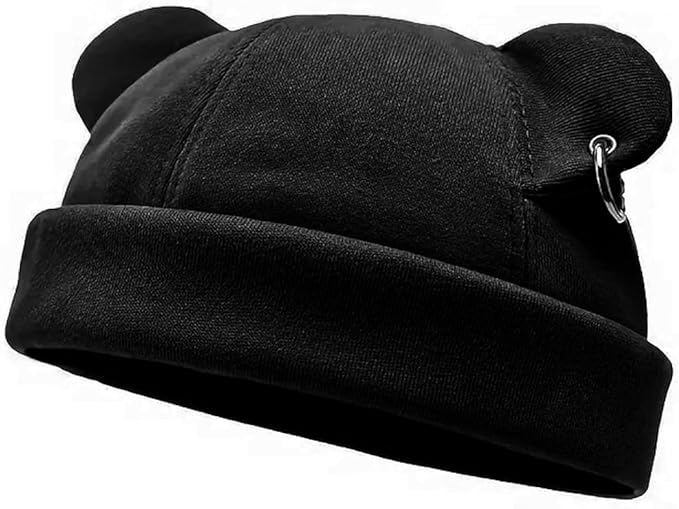Malaxlx Cat Ear Docker Cap for Women Men – Brimless Cotton Sailor Beanie Skull Cap