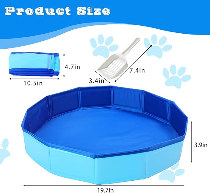 Portable Travel Litter Box for Cats with Scoop & Storage Bag – Foldable, Waterproof, Lightweight Cat Litter Tray for Car, Airplane, Camping, Indoor & Outdoor Use, 19.7" Diameter