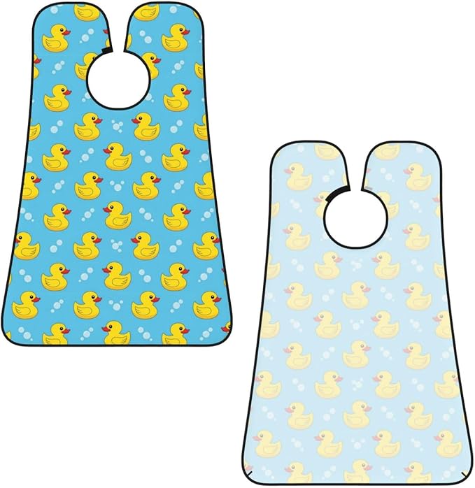 Adjustable Non-Stick Beard Apron, Hair Catcher Cape for Shaving Grooming, Waterproof with Suction Cups Men, Yellow Rubber Ducks Soap Bubbles Blue Shave Bib
