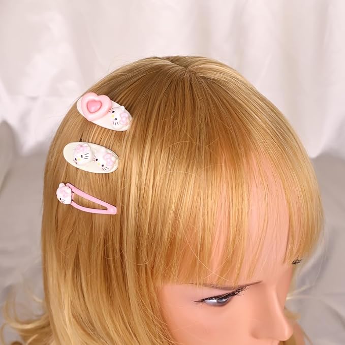 Hair Clips for Women, Acrylic Resin Hair Accessories set with Hairbands Colored Hair Ties, Flower, Rainbow, Little Bear Clips Cute pattern for Birthday Prom Cosplay Party (pink Love cat)