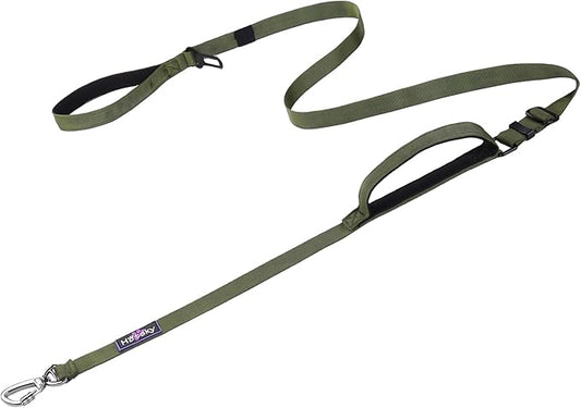 Hotsky Heavy Duty Dog Leash,4.5-6 FT Adjustable Durable Nylon Seatbelt Lead with Two Padded Traffic Handle and Carabiner for Large Medium and Small Breed Dogs,ArmyGreen