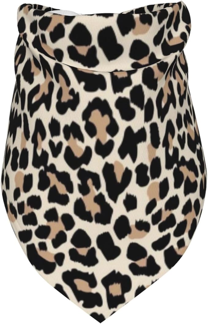 Leopard Print Dog Bandana,Soft Comfortable Pet Triangle Bibs Scarf for Puppy Cats Dogs, Cute Leopard Designs Washable Kerchief Scarf for Dog Lovers (Black)