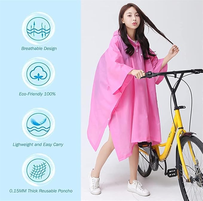 Rain Poncho Raincoats for Adults Reusable - 2-5 Pack EVA Waterproof Rain Coat with Hood, Rain Gear for Women Men