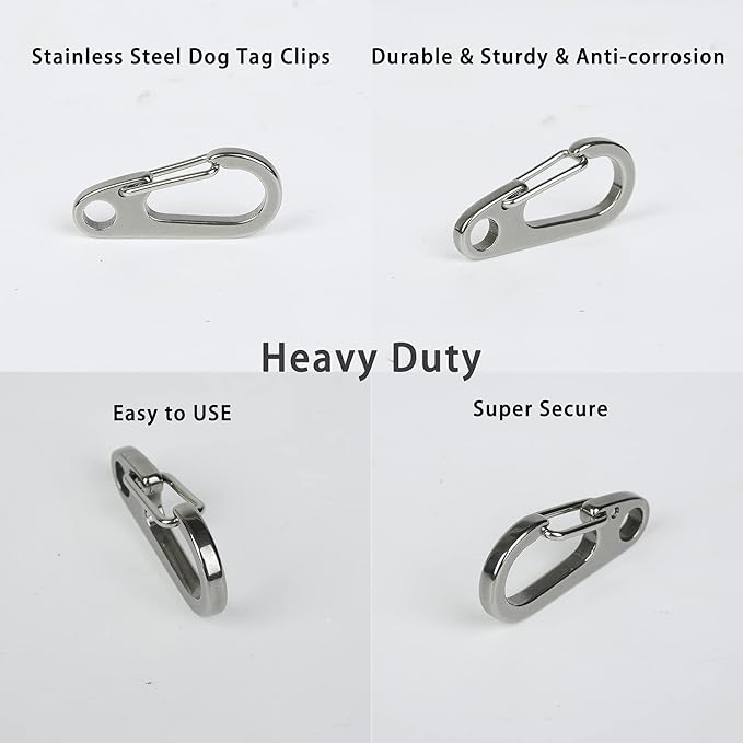 Pet ID Tags, Pet Tag Quick Clips, Dog Tags and Cat Tags Collar Rings, Tag Clips for Collar, ID Tag Holder, Silver, 3 Pack