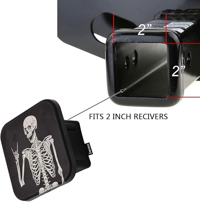 Swono Human Skeleton Receiver Hitch Cover Cute Skeleton Skull Posing Rock Music Standard 2" Trailer Hitch Receivers Compatible with Most Models Hitch Receivers Plug for Boys Girls