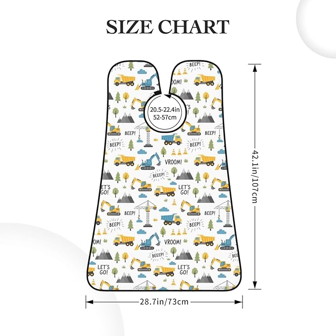 Non-Stick Beard Bib for Shaving, Cute Cars Truck Tractor Excavator Shave Bib, Waterproof Hair Catcher with Suction Cups, Grooming Apron Men Husband
