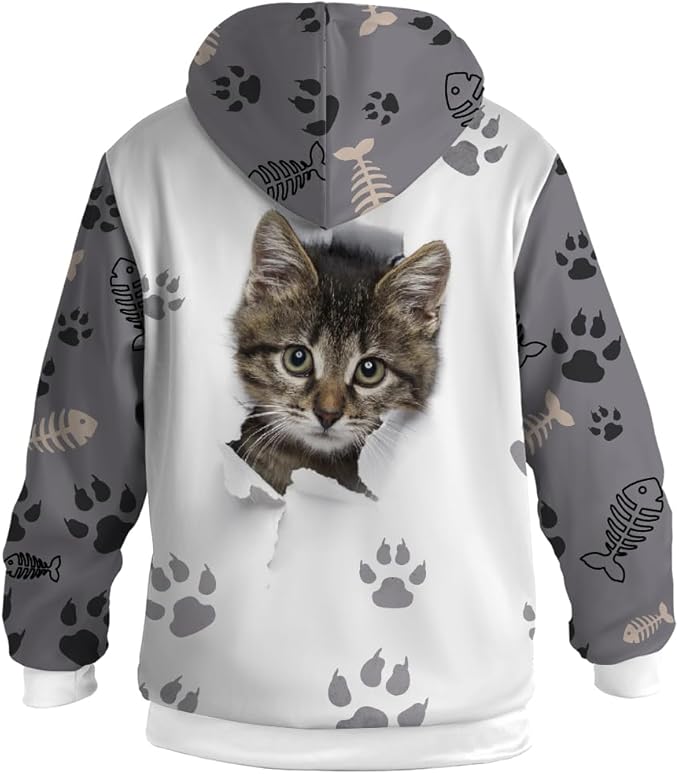 Cat Jacket for Men Women Paw Coat Hoodied Sweatshirts Zip Up Hoodies