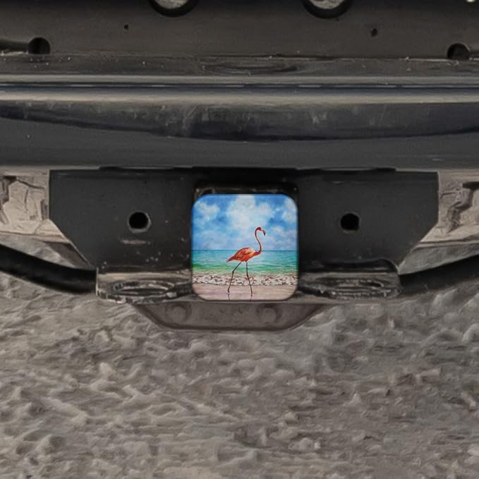 Swono Flamingo Trailer Hitch Covers - Tropical Pink Bird, 2 Inch, Soft Rubber for Trucks SUVs Jeeps
