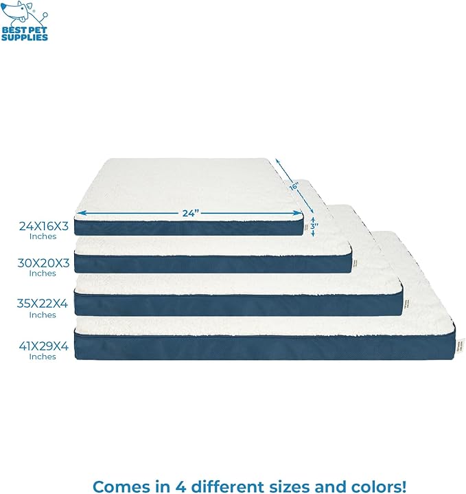 Best Pet Supplies Dog House Bed Crate Mat Tent Indoor Round Soft Plush for Small, Medium, and Large Breeds - Blue, 24 x 16 x 3